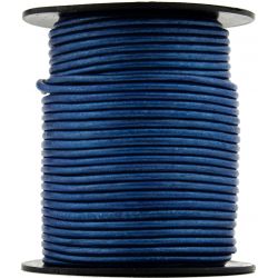 1 mètre de Cordon Cuir rond Bleu diam. 2mm