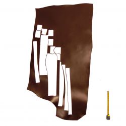 Grande chute entière croupon cuir ép. 2mm tannage végétal Vachette Marron foncé