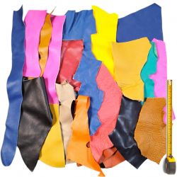 Gros Lot De Cuir - Chutes, Pièces - Pour Travaux Manuels, Couture, Récup' - Occasion