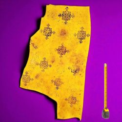 Cuir tannage végétal Vachette 2mm Jaune antique patiné main