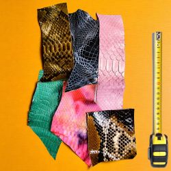 6 morceaux de cuirs Exotiques multicolores