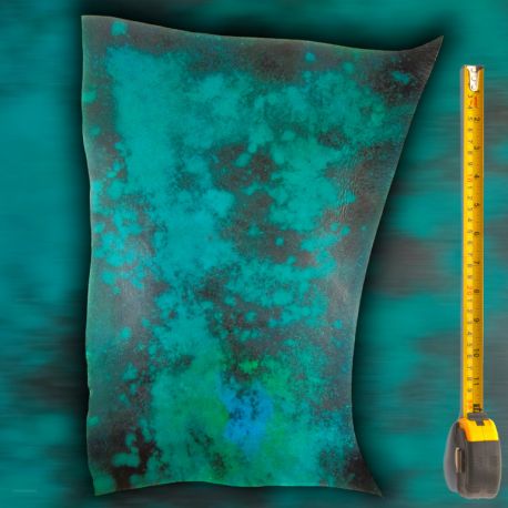 Cuir tannage végétal Vachette ép. 2mm Bleu antique patiné main