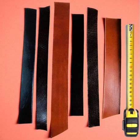 6 lanières cuir tannage végétal Marron et Noir
