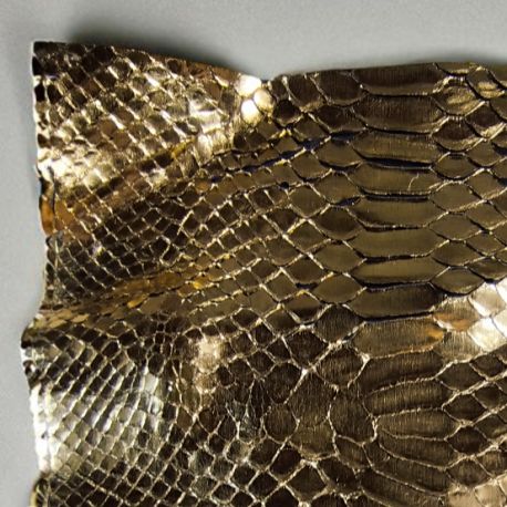 Peau de Serpent Python cuir Jaune doré