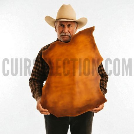 Cuir tannage végétal Vachette ép. 2mm Marron antique patiné main