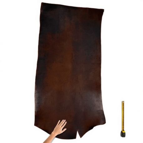 Croupon ép. 2,5mm Tannage végétal cuir Vachette coloris Marron foncé patiné