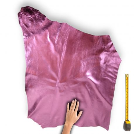 Peau entière de Chèvre Rose cuir finition métallisée