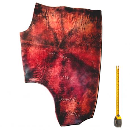 Cuir tannage végétal Vachette Rouge antique patiné main épaisseur 2mm