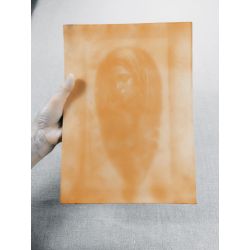 Pièce de cuir épais imprimée Vachette tannage végétal Naturel dim. 32x23 cm ép. 3 mm