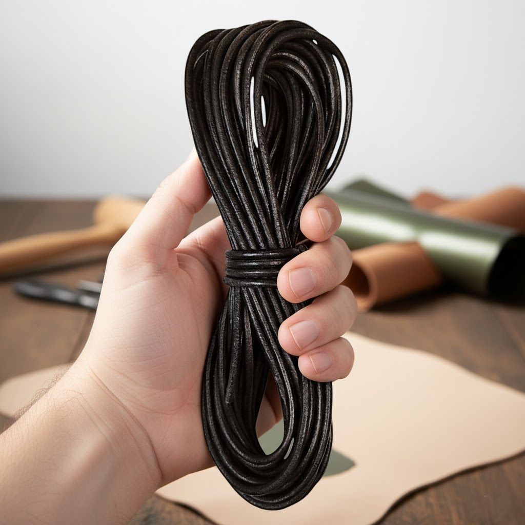 Cordon En Cuir Noir 60cm - France Minéraux - Neuf Avec étiquettes