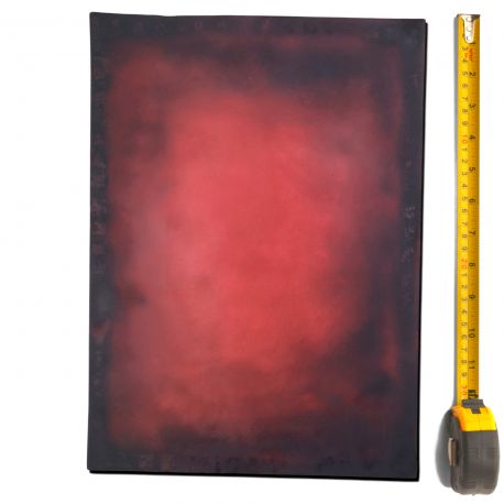 Cuir épais tannage végétal Vachette ép. 3,4 mm Rouge antique patiné main