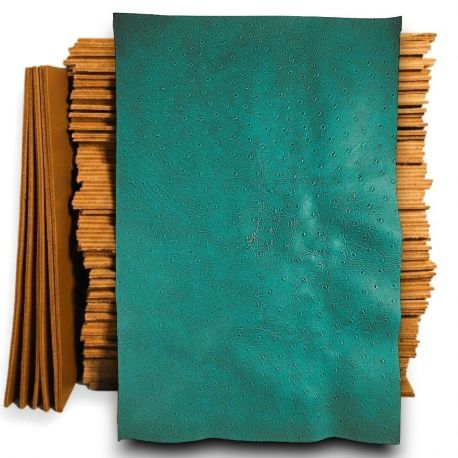 Pièce de cuir véritable peau de Vachette Vert imprimé Autruche