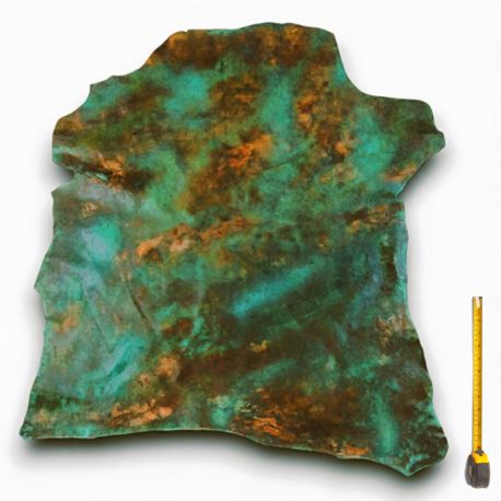 Peau entière de Chèvre cuir Vert patiné