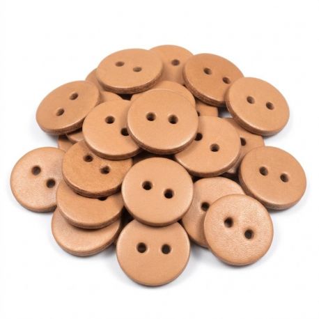 4 boutons en cuir tannage végétal épaisseur 5 mm diamètre 28 mm