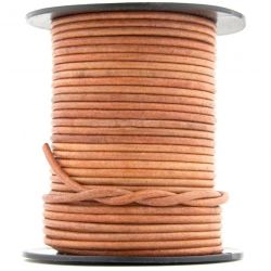 1 mètre de Cordon Cuir rond Naturel diam. 2mm