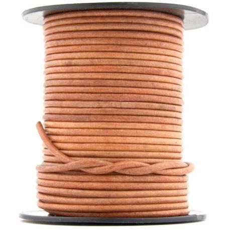 1 mètre de Cordon Cuir rond Naturel diam. 2mm