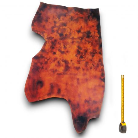 Cuir Vachette tannage végétal ép. 2mm Orange finition patinée