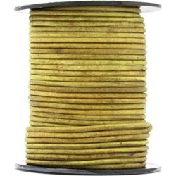 1 mètre de Cordon Cuir rond Jaune diam. 2mm