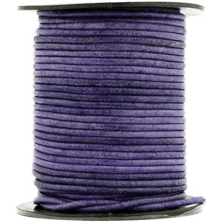 Cordon en cuir cousu 2,5 mm Violet 1 m 
