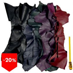 Lot 10 kg chutes de cuir multicolore foncé